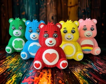 3D Printed Bear Figurine – Crochet Look, Belly Badge Detail, Nostalgic Collectible