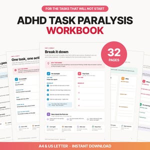 ADHD Task Breakdown Workbook, 32-Page Printable PDF with Executive Function Worksheets