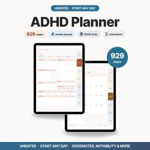 ADHD Planner for GoodNotes | Undated Digital Organizer with Hyperlinked iPad Pages