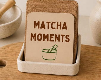 Coasters, Gift for Mom, Family Gift, Personalized Decor, Matcha Lover, Kitchen Utensils, Matcha