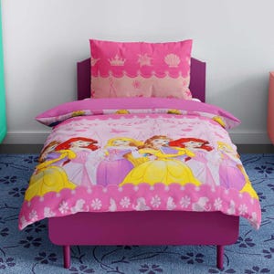 Disney Princess Duvet Cover Set |  Kids Pink Bedding Set | Pillowcase for Girls Room