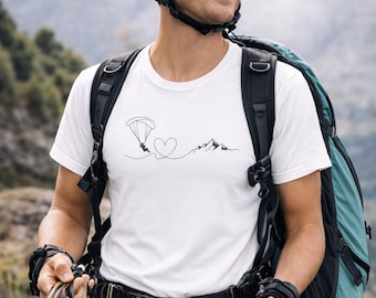 Paragliding Heart Line Shirt, Minimal Paraglider Tee, Mountain Adventure Shirt, Flying Lover Gift