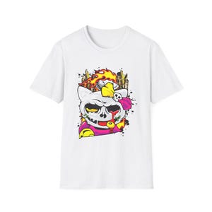 Skull Cat Shirt, Gothic Cat Graphic Tee, Punk Anime Streetwear Shirt, Alternative Cat Art Tee image 6