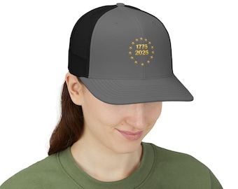 Czapka Trucker z 1776 r. z 2026 r., czapka z okazji 250-lecia Ameryki, czapka z okazji dwusetnej rocznicy 2026 r., czapka z 13 gwiazdkami w kształcie koła, czapka z okazji rocznicy USA