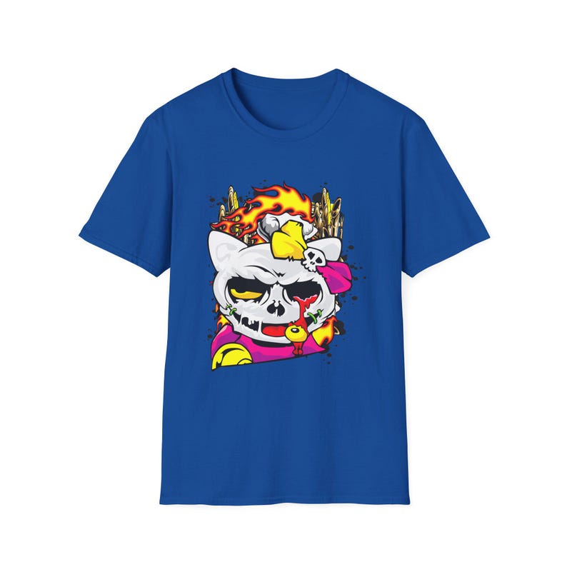Skull Cat Shirt, Gothic Cat Graphic Tee, Punk Anime Streetwear Shirt, Alternative Cat Art Tee image 15