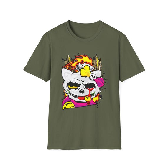 Skull Cat Shirt, Gothic Cat Graphic Tee, Punk Anime Streetwear Shirt, Alternative Cat Art Tee