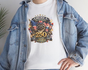 Koszulka z szopem z okazji 250-lecia Ameryki, patriotyczna koszulka z okazji rocznicy USA 1776-2026