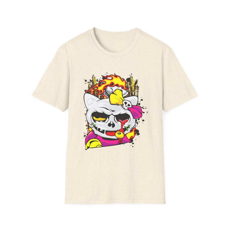 Skull Cat Shirt, Gothic Cat Graphic Tee, Punk Anime Streetwear Shirt, Alternative Cat Art Tee image 12