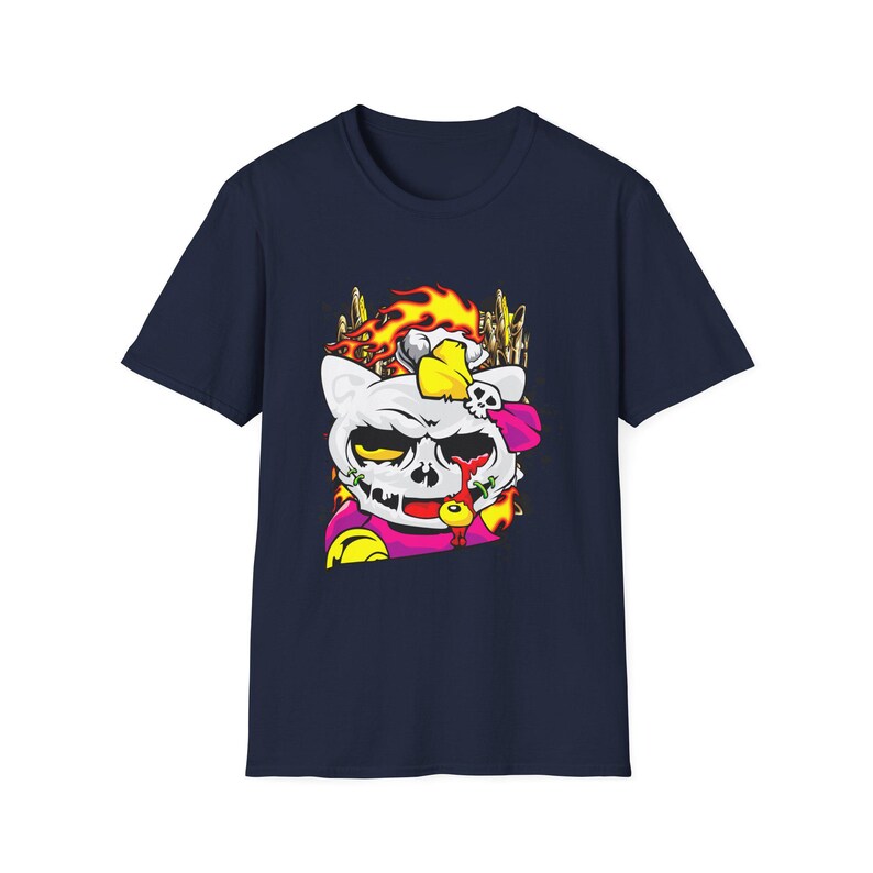 Skull Cat Shirt, Gothic Cat Graphic Tee, Punk Anime Streetwear Shirt, Alternative Cat Art Tee image 16