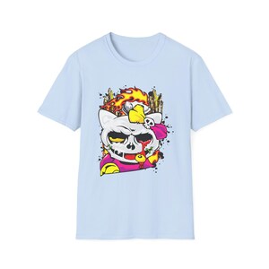 Skull Cat Shirt, Gothic Cat Graphic Tee, Punk Anime Streetwear Shirt, Alternative Cat Art Tee image 14