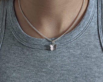Butterfly Necklace, Silver  Necklace, Women Necklace, Silver Charm necklace