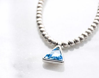 Swarovski crystal necklace, Leather Necklace, Zamak pendant, Uno de 50 Style, Blue crystal necklace