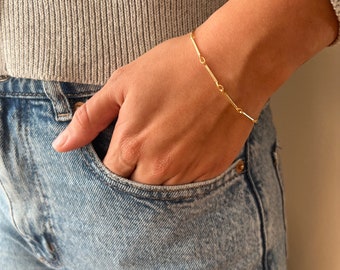 Link bracelet for women / Handmade gold bracelet / Women gift / Her jewelry / Birthday / Tarnish resistant /  Christmas stockings