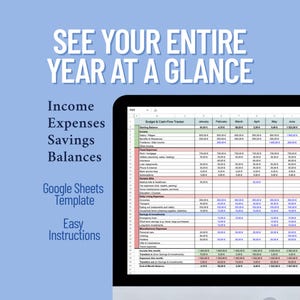 Budget Spreadsheet Google Sheets - Annual Cash Flow Tracker for Irregular Income