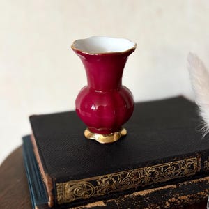 Vintage Bareuther Bavaria Ruby Red Porcelain Mini Vase