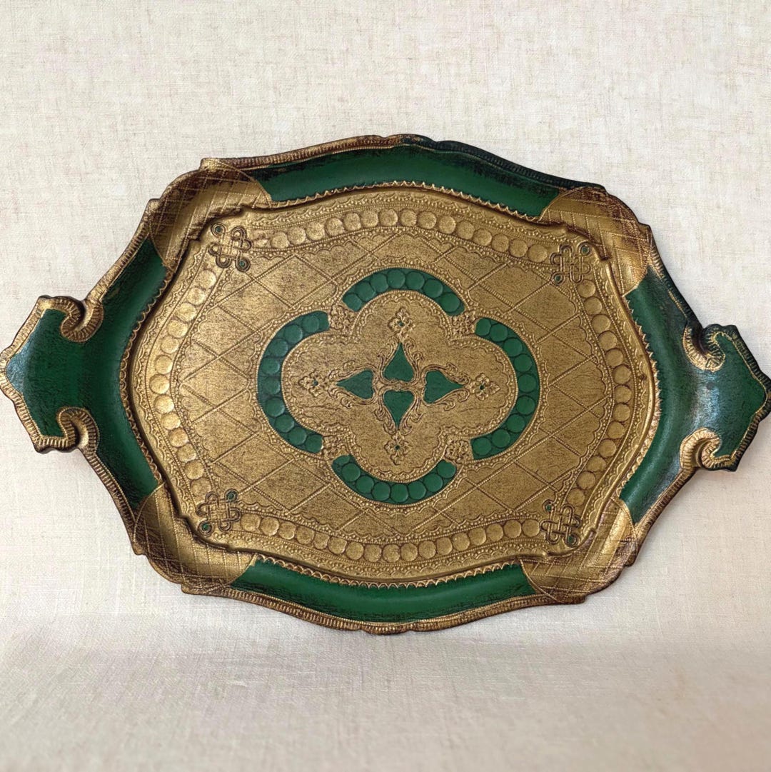 Vintage Italian Florentine Tray: Gilt Wood Serving Platter, Hollywood ...