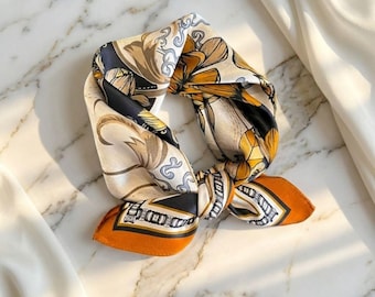 Luksusowa chusta w 100% z jedwabiu – naturalna kwadratowa bandana dla kobiet, elegancki dodatek, prezent dla niej