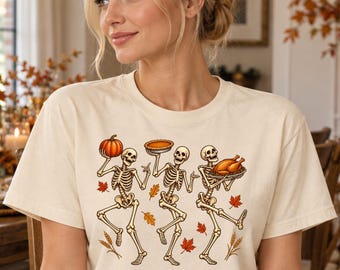 Funny Thanksgiving Skeleton Shirt, Fall Foodie Tee, Retro Turkey Dinner Graphic, Spooky Autumn Feast Sweatshirt, Food Lover Gift