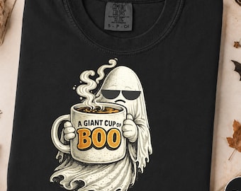 Funny Halloween Ghost Shirt, Giant Cup of Boo Coffee Tee, Cute Spooky Ghost Comfort Colors® Shirt, Halloween Coffee Lover Gift