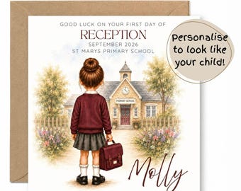Personalised Reception School Card, Custom First Day Keepsake (September 2026)