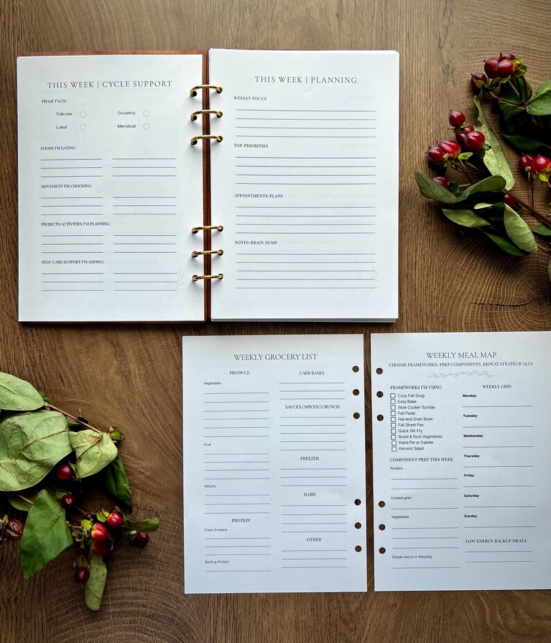 Paquete digital de otoño / Planificador de sincronización del ciclo y guía de preparación de comidas según las hormonas / Descarga en PDF imprimible imagen 4