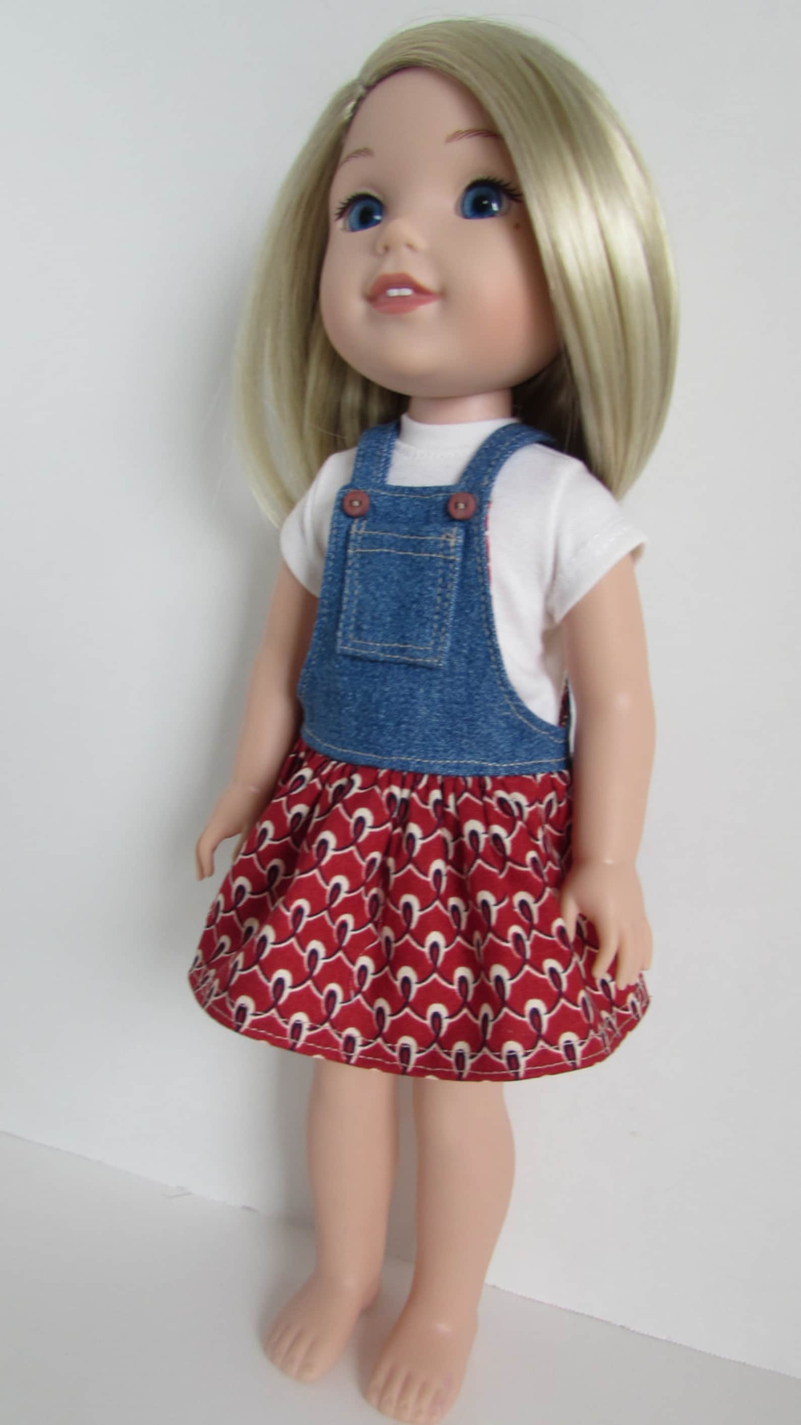 Doll Clothes for 14.5 Inch Dolls Denim and Cotton Print Jumper Etsy