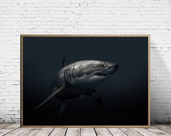 Great White Shark | Sea Life Marine Illustration | Signed Giclée Print | British Wildlife Animal Print | Nature Art