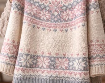Makiety Nordic Snowflake – Sweter Fair Isle Heart – (Tylko do pobrania cyfrowego)