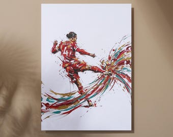 Virgil Van Dijk Football Print, Modern Liverpool FC Art, Colour Splash Soccer Decor