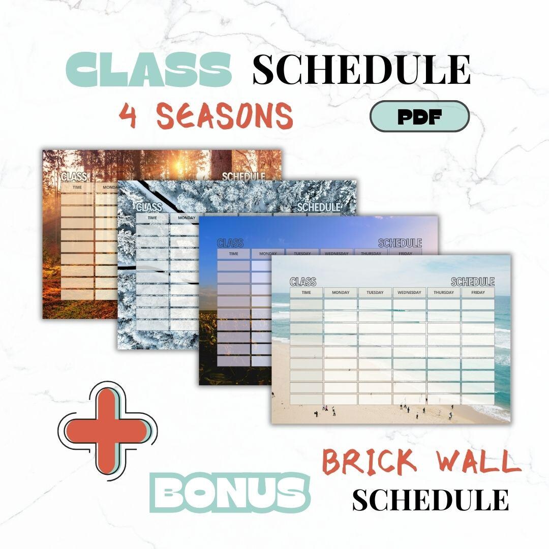 Seasonal Class Time Schedule School Planner Printable Brick Wallpaper ...