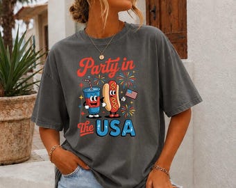 Party in the USA Graphic Tee, Retro 4th of July Shirt