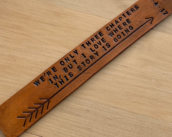 Leather Bookmark Personalized 3rd Anniversary Bookmark Leather Anniversary We're Only Three Chapters in Third Anniversary -Love That Leather