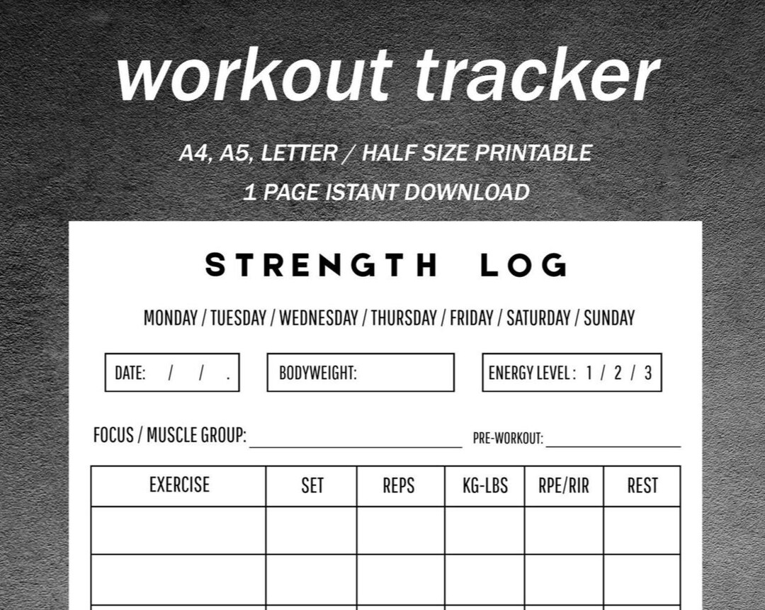 Workout Tracker Printable | Hypertrophy & Bodybuilding Journal | RPE ...