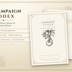 Planificador de campaña de DnD imprimible, diario de preparación de sesiones de DM, cuaderno de Dungeon Master en PDF, diario de campaña de TTRPG, planificador digital con hipervínculos