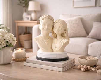 Personalisierte Paar Skulptur - Benutzerdefinierte 3D Büste mit NFC-Fotoalbum