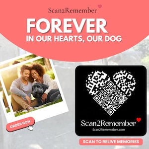 Placa Memorial para Cães com Código QR – Homenagem Resistente às Intempéries para Animais de Estimação em Ambientes Externos (50 x 50 mm)