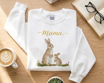 ママスウェットシャツ - うさぎ柄 - 定番ユニセックスクルーネックスウェットシャツ | Gildan® 18000