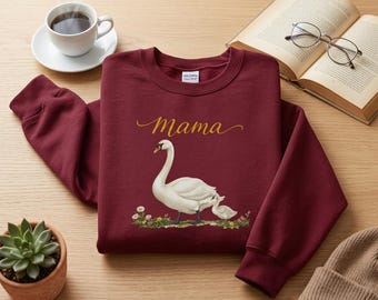 ママスウェットシャツ - スワン - クラシックなユニセックスクルーネックスウェットシャツ | Gildan® 18000