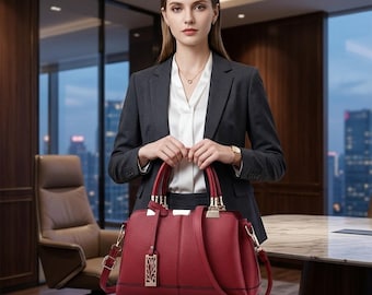 Women’s Luxury Leather Handbag – Designer Top Handle Satchel Shoulder Bag