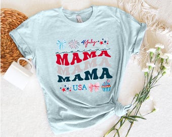 American Mama T-shirt, 4th of July Shirt, Mama T-shirt, Retro Mama American Tee, 4th of July T-shirt, Retro USA Bella Canvas Tee, USA Shirt