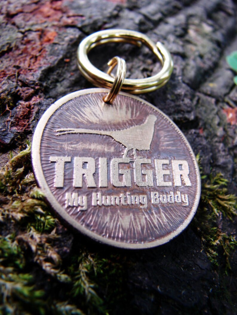 Pet ID Tag Pheasant Hunting Dog Etched Brass Personalized Etsy
