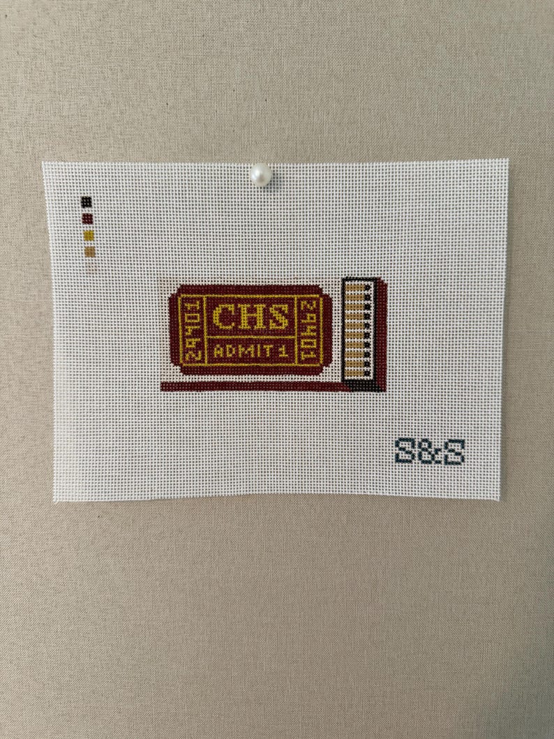 Hand-painted Charleston Matchbox Needlepoint Canvas, CHS Ticket Design ...