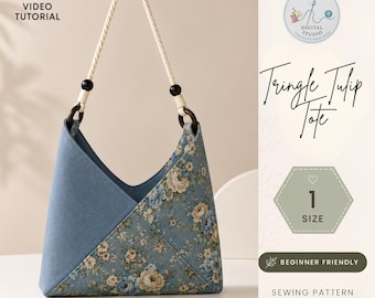 Cartamodello PDF per borsa tote Sakura Tulip / Tutorial per borsa a tracolla floreale (Download immediato)