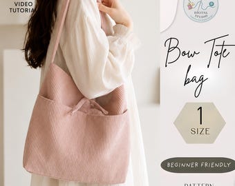 Cartamodello per borsa tote con fiocco / Tutorial per borsa a tracolla per principianti (Download PDF)
