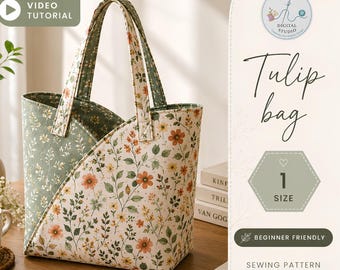 Tulip Tote Bag Sewing Pattern | Japanese Style Beginner PDF Tutorial (Instant Download)