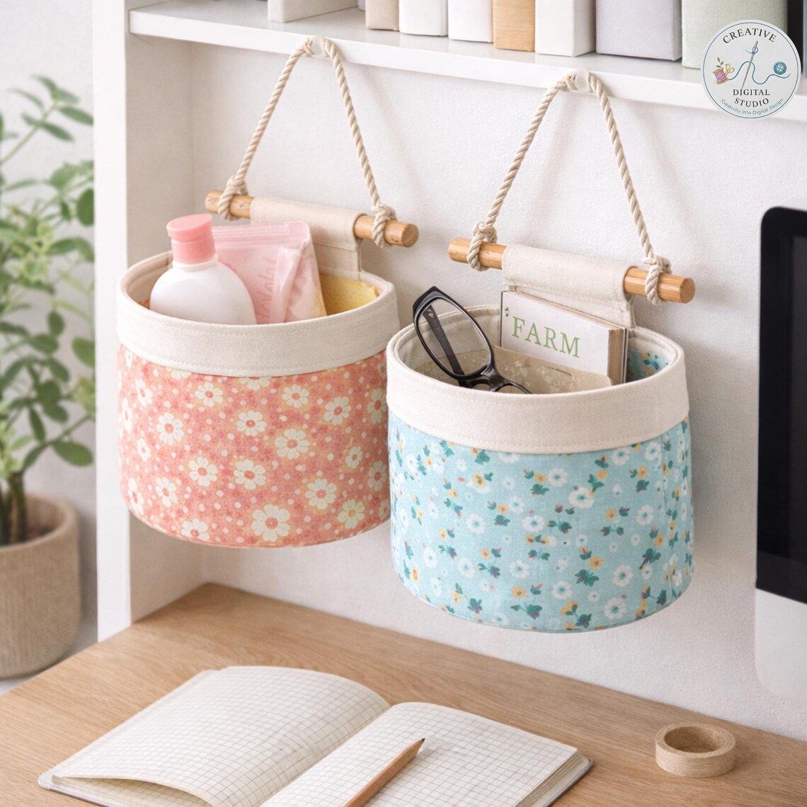Hanging Basket Sewing Pattern PDF, Fabric Storage Pod, Nursery ...