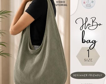 Cartamodello PDF per borsa a tracolla Sage Hobo / Tutorial per borsa a spalla morbida / Borsa fai da te per tutti i giorni, adatta ai principianti / Borsa a tracolla minimalista