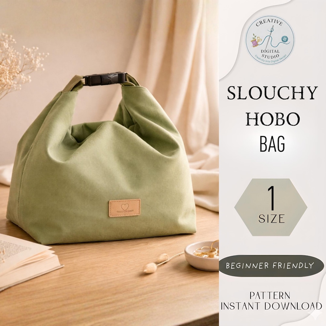 Slouchy Hobo Bag Sewing Pattern PDF | Minimal Tote Bag Pattern ...