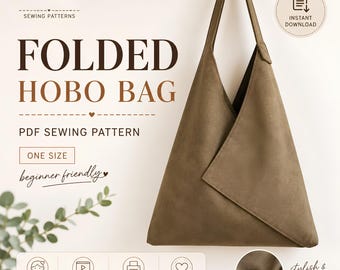 Modello per cucire una borsa a tracolla pieghevole, tutorial per borsa a spalla origami (download PDF)