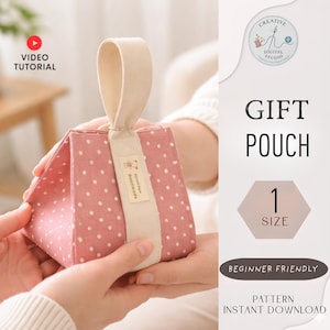 Patron de couture pochette cadeau en tissu, sac bricolage adapté aux débutants | Modèle de dosettes cadeaux suspendues PDF (téléchargement instantané)